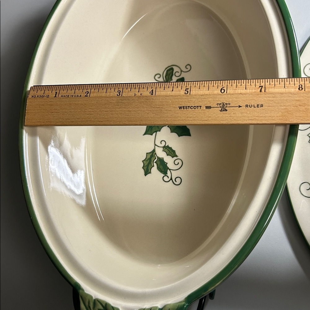 Temptations Cardinal Holiday Casserole Dish Set with Holly and Berry Accents - Picture 12 of 13